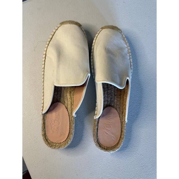 J Crew Canvas Espadrille Slipon Ivory Mule Size 10 - Picture 1 of 5